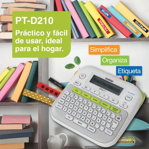 Vista 2 de Brother P-touch, PTD210, etiquetadora monocromática fácil de usar, teclas de un solo toque, múltiples estilos de fuente, 27 plantillas fáciles