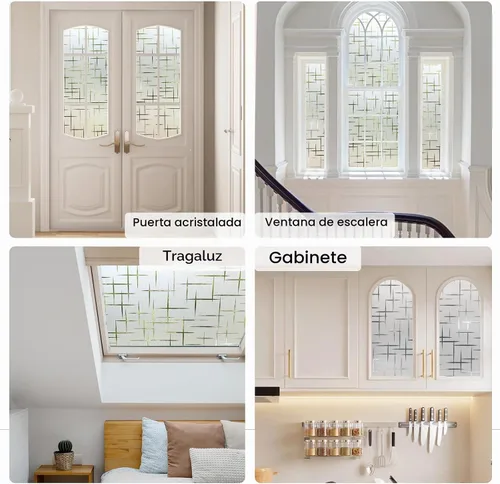 Vista 6 de HIDBEA Película de Privacidad para Ventana, Película Decorativa de Adhesión Estática, Película Esmerilada No Adhesiva con Control de Calor y Bloqueo