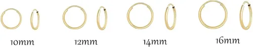 Vista 8 de Aretes de argolla de oro amarillo de 14 quilates flexible, de 10-18mm