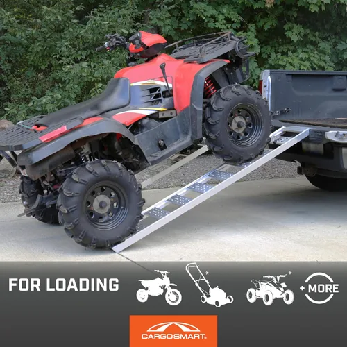 Vista 9 de CARGOSMART Rampa fija recta de aluminio con peldaños (2 unidades) - Carga y descarga de equipos ligeros, tractores de césped, ATV y más, capacidad