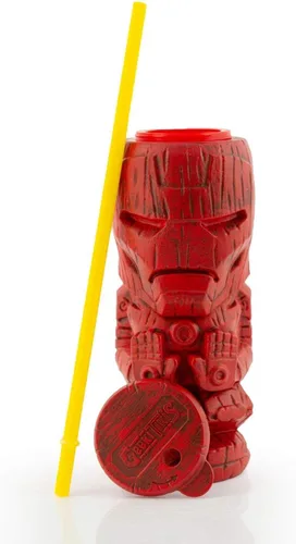 Vista 3 de Geeki Tikis Marvel Iron Man - Vaso de plástico coleccionable oficial de Marvel, estilo Tiki con capacidad para 22 onzas