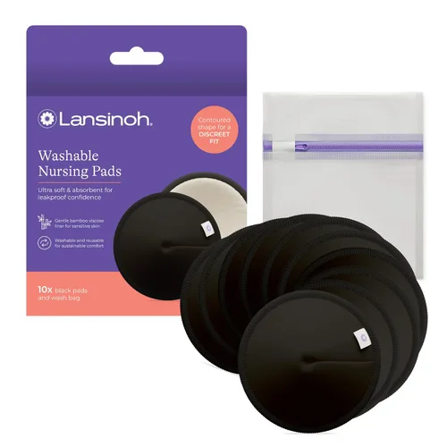 Vista 11 de Lansinoh Almohadillas de lactancia lavables, hechas con viscosa de bambú orgánica, almohadillas reutilizables para lactancia materna con bolsa