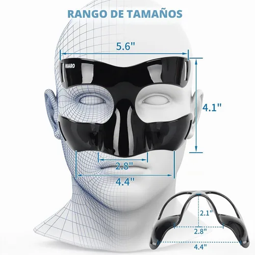 Vista 2 de BK01B Protector de nariz para nariz rota, máscaras de protección facial deportivas con acolchado, ajustables, transpirables y transparentes