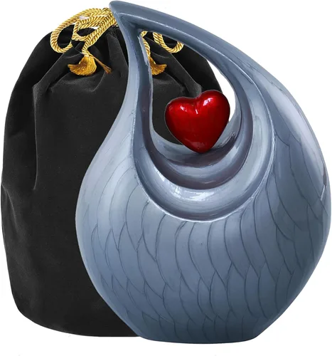Vista 35 de Urna de cremación Heart of Love para cenizas humanas - Hermosa urna conmemorativa ERN para adultos - ERN decorativa para seres queridos - Urna Negro