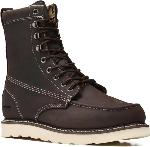 Vista 3 de Golden Fox - Botas de trabajo de cuero cómodas con cuña y puntera tipo mocasín para hombre, construcción Goodyear Welt, industrial, Ironworker