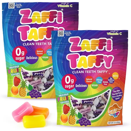Vista 14 de Zaffi Taffy - Caramelos sin azúcar, sin tintes, aptos para dieta cetogénica y diabéticos, golosinas aprobadas por dentistas para niños