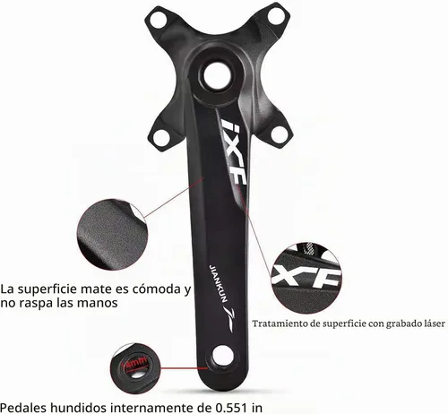Vista 3 de Bielas para Bicicleta de Montaña Biela Integrada Hueca Modificada de Disco Único 32T 34 36T