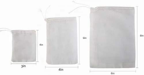 Vista 3 de 50 bolsas de especias para cocinar sopa, 3 x 4 en bolsas de muselina natural con cordón
