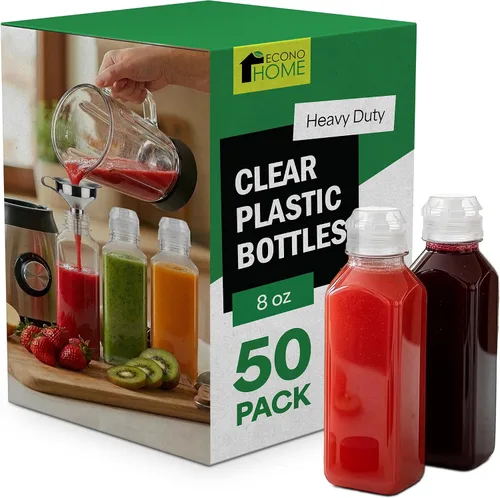 Vista 14 de EconoHome Paquete de 50 botellas cuadradas de jugo de 16 onzas, sin BPA