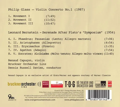 Vista 2 de Glass Violin Concerto No.1 Bernstein Serenade