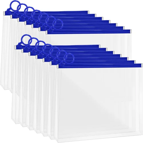 Vista 9 de Yexiya 14 sobres de plástico transparente con cremallera para el regreso a clases, carpeta de documentos con cremallera A4, carpeta de archivos