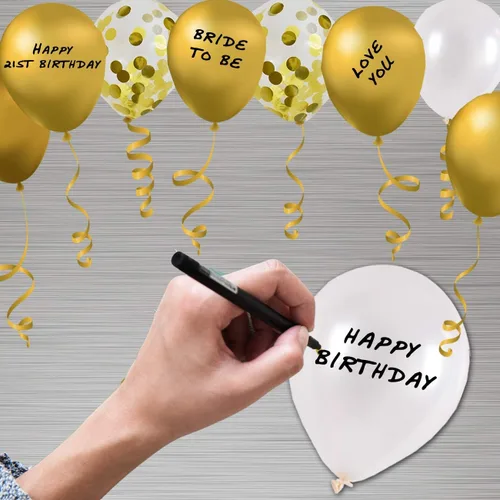 Vista 6 de Juego de 50 globos para fiestas, cromo dorado, perla blanca y confeti dorado, globos de látex natural de 12 pulgadas para decoraciones de fiestas