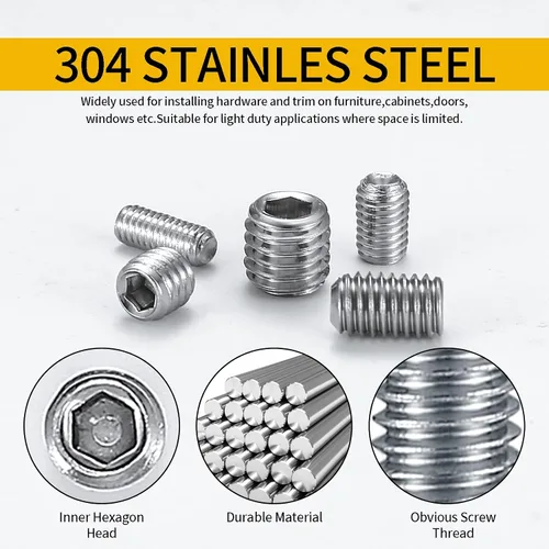 Vista 4 de 300 piezas de kit surtido de tornillos de acero inoxidable con cabeza hexagonal, tornillos de cabeza hexagonal Allen, juego de tornillos hexagonales
