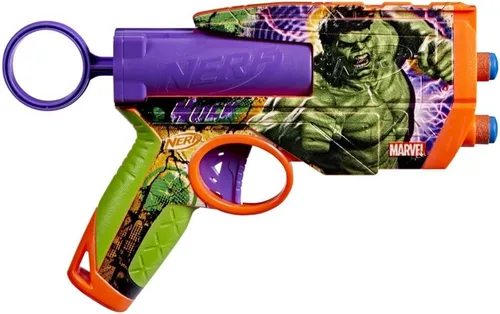 Vista 7 de Nerf Marvel Hulk Dart Blaster 4 dardos de espuma Nerf N1 Diseños de piel inspirados en Hulk Regalos para llenar calcetines navideños