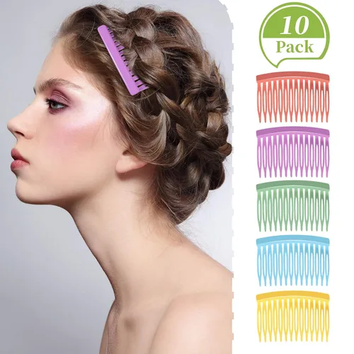 Vista 2 de Chuangdi 10 peines para el cabello para mujer, accesorios decorativos franceses para el cabello, accesorios para peinetas laterales finas y finas