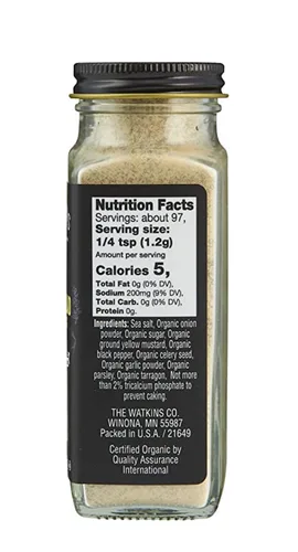 Vista 2 de Watkins Gourmet - Tarro de Especias Orgánicas, Condimento para Ensalada de Papa, Sin Transgénicos, Kosher, Botella de 4.1 oz., Paquete de 1