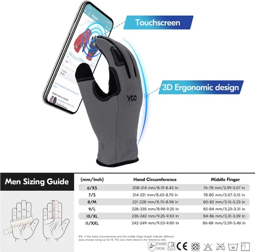 Vista 6 de Vgo... 1Pair 5℃/41°F Winter Work Gloves Men, Cold Weather Waterproof Safety Work Gloves,Cold Storage or Freezer Glove Gris