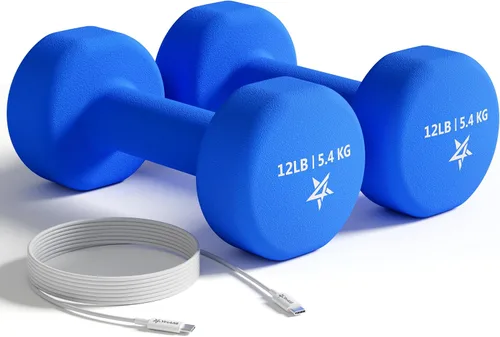 Vista 20 de Yes4All Neoprene Dumbbells, Pairs and Sets with Rack for Home Workouts A. Púrpura