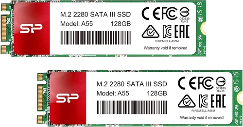 Vista 3 de Silicon Power 128GB A55 M.2 SSD (caché SLC para aumento de velocidad) SATA III unidad de estado sólido interna 2280 (SU128GBSS3A55M28AB)