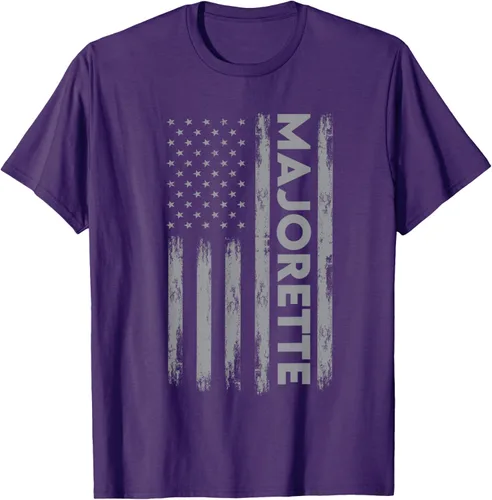 Vista 24 de Great Majorette - Camiseta de bastón giratorio con diseño de bandera de Estados Unidos, Negro, S