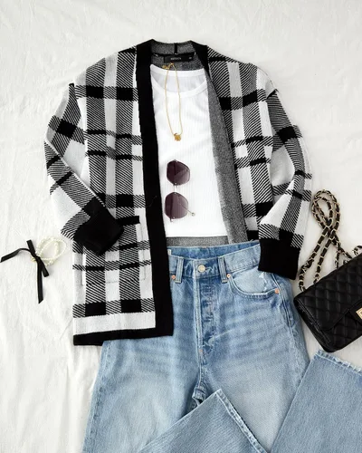 Vista 5 de ZESICA Suéter de punto de manga larga con estampado de leopardo para mujer, suéter tipo cardigan para exteriores.