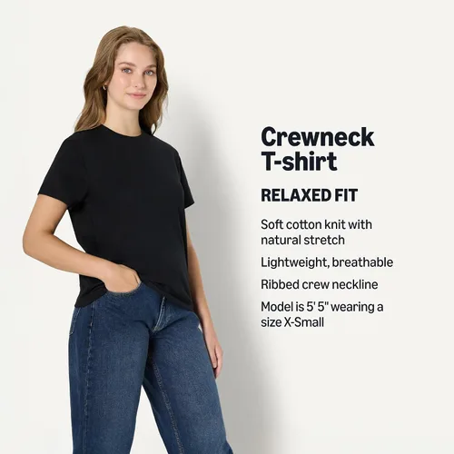 Vista 4 de Amazon Essentials (Selección de Demi) Camiseta de cuello redondo de ajuste holgado de algodón para mujer
