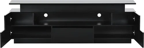 Vista 9 de CITYLIGHT Moderno soporte de TV con luces LED que cambian de color, centro de entretenimiento universal, gabinete de TV de alto brillo para TV