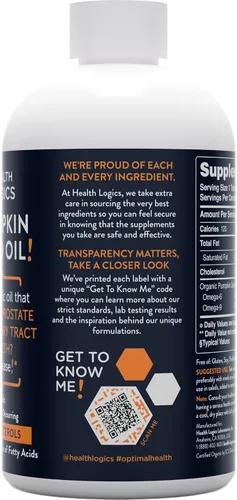 Vista 4 de Health Logics Aceite de semilla de calabaza de 12 onzas orgánico prensado en frío Vegetariano, sin OMG, sin gluten Seguro para cocinar Apoya