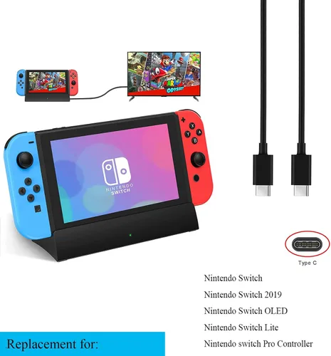 Vista 3 de Cargador de repuesto para interruptor de 10 pies para Nintendo Switch PD, adaptador de cable de carga rápido, diseñado para Nintendo SwitchSwitch