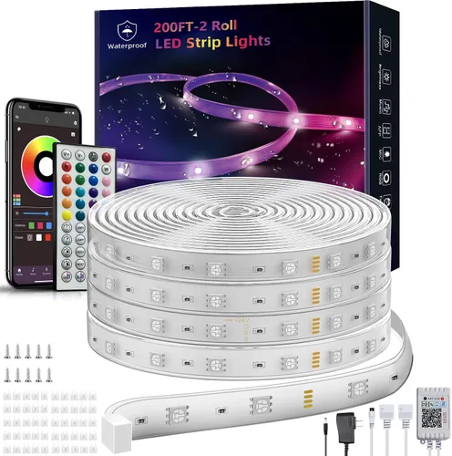 Vista 11 de Ledagic Tira de luces LED para exteriores impermeables de 50 pies (1 rollo), tira de luz LED exterior IP65 impermeable con control remoto