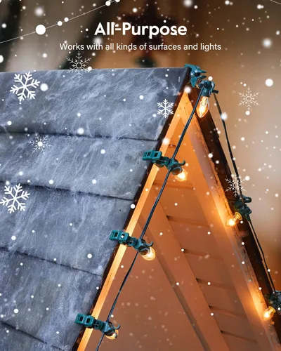 Vista 3 de C7 C9 - Clips de resorte universales para luces navideñas, 25 unidades de clips de resorte rápido para decoraciones de luces navideñas, clips
