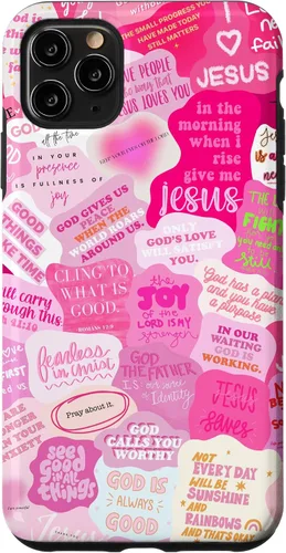 Vista 13 de Funda estética para iPhone 16 con versículos bíblicos cristianos con citas positivas