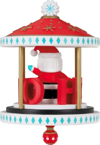 Vista 2 de Hallmark Keepsake Adorno Navideño Colgante con Movimiento 2023, Santa-Go-Round, Carrusel Ho Ho Ho, Regalos para Coleccionistas de Santa