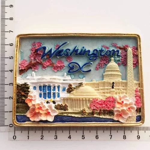Vista 6 de Washington DC USA - Imán de nevera 3D hecho a mano, resina magnética, decoración del hogar, cocina, colección de imanes para nevera de Washington