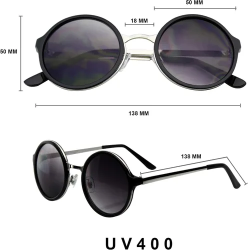 Vista 4 de Emblem Eyewear - Retro Round Circle Lens Sunglasses Metal Trim