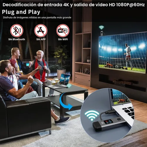 Vista 3 de Transmisor y receptor HDMI inalámbrico 328 pies/100m Extensor 1080P Salida Negro