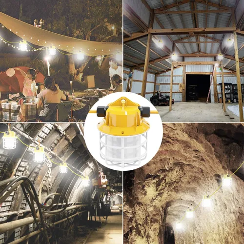 Vista 5 de Cadena de luces LED de construcción de 50 pies, 75 W 7500 lúmenes, de grado industrial, luces de trabajo súper brillantes para sitios