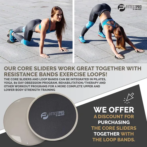 Vista 5 de Limm Deslizadores de núcleo para entrenar – Deslizadores de ejercicio fitness, estabilidad, abdominales, piernas y cuerpo completo (juego de 2)