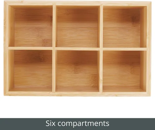 Vista 5 de mDesign Caja organizadora de bambú para almacenamiento de té y alimentos, estuche de madera para bolsas de té, café, aperitivos, azúcar