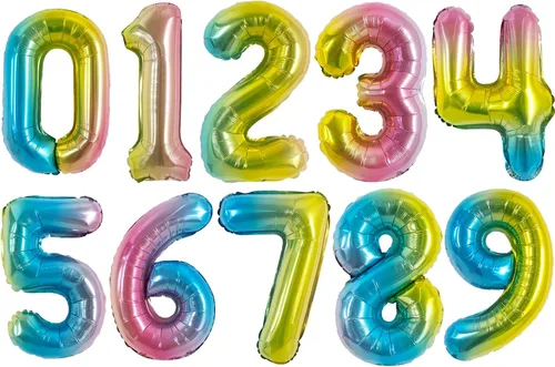 Vista 7 de TONIFUL Globos grandes de 50 pulgadas con números dorados del 0 al 9, globo digital grande de Mylar número 8 digital ocho para fiestas