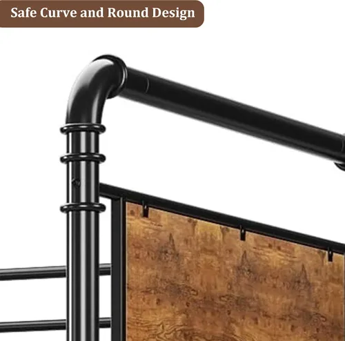 Vista 9 de Garvee Industrial Twin Over Twin Bunk Bed, Convertible to 2 Separate Single Beds, Sturdy Metal Bunk Bed, Detachable Ladder & High Safety Guardrails