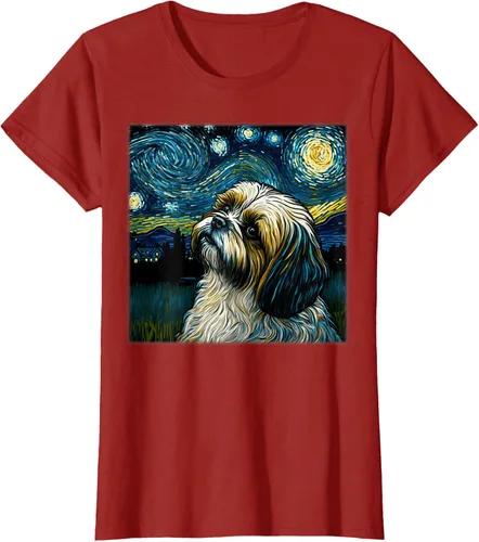 Vista 46 de Camiseta Surrealism Starry Night Shih Tzu Dog