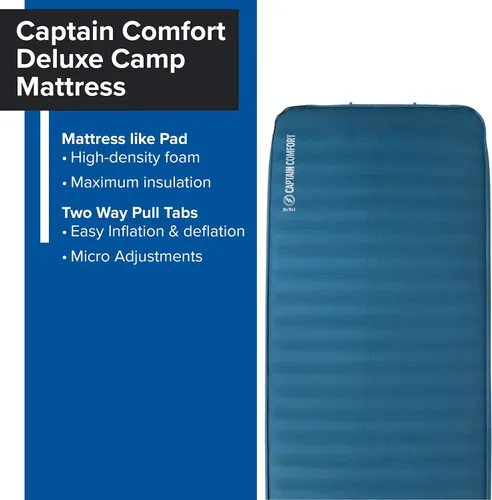 Vista 3 de Big Agnes Captain Comfort Deluxe Camp Almohadilla para dormir autoinflable para todo tipo de clima