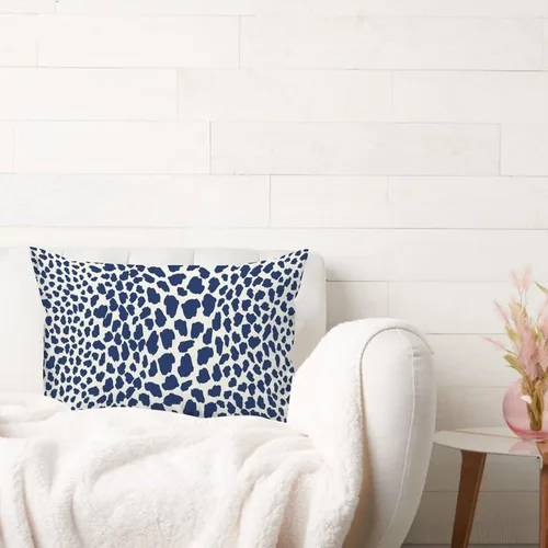 Vista 3 de ArogGeld Funda de almohada de lino azul con estampado de leopardo, diseño de vaca, diseño de animales de granja, color azul marino, guepardo
