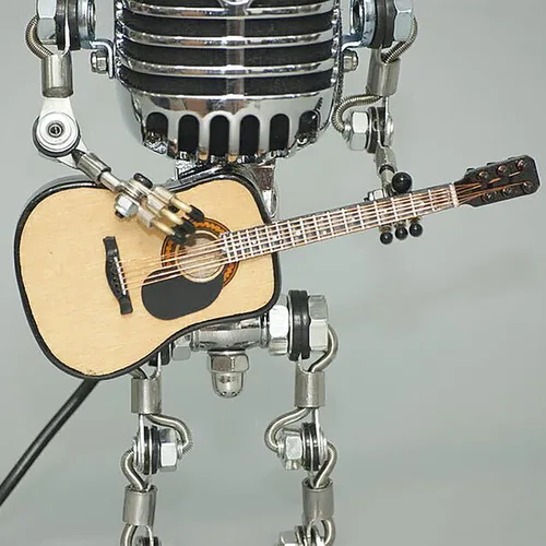 Vista 5 de Lámpara de escritorio, hecha a mano con micrófono, guitarra, robot, lámpara de mesa, bombillas LED, lámpara de pared para decoración de escritorio