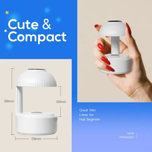 Vista 7 de WEVILI Mini luz UV para uñas, lámpara de uñas portátil de 9 W, 5 LED secador de uñas con cable USB para todos los esmaltes de gel