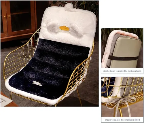Vista 4 de XGOPTS Cojín de felpa suave de una sola pieza para silla, cojín de respaldo con lazos de fijación, almohadillas gruesas para silla de escritorio