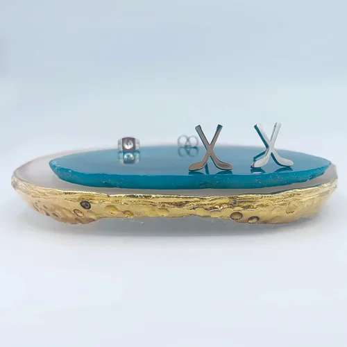 Vista 2 de Aretes de fútbol para mujereshombres, fútbol, béisbol, patinaje sobre hielo, hockey, aretes de acero inoxidable, aretes de béisbol, softball, aretes