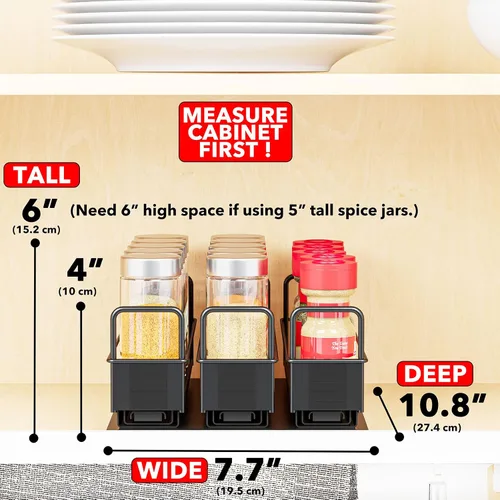 Vista 2 de SpaceAid Organizador de estantes de especias extraíble para gabinete, organizador de condimentos deslizante y resistente para cocina, organizador