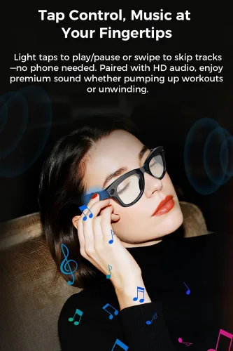 Vista 6 de Lentes de cámara inteligente para fotos, audio y videos, grabación HD de 8 MP, batería 7H, gafas de cámara AI ligeras para hombres y mujeres
